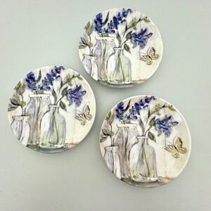 Certified International Susan Winget Blue Floral Butterfly 6in Plates Set of 3